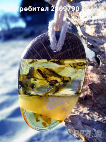 Приказна висулка от естествен балтийски кехлибар / Fabulous Pendant made of Natural Baltic Amber, снимка 12 - Колиета, медальони, синджири - 33332781