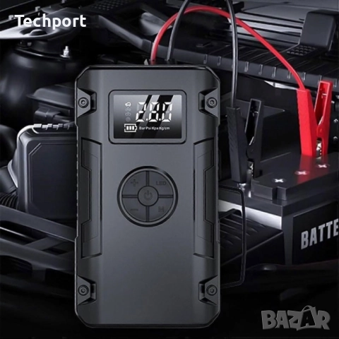 Многофункционално стартиращо устройство Jump Starter с компресор, Powerbank и LED фенер, снимка 4 - Друга електроника - 52299817