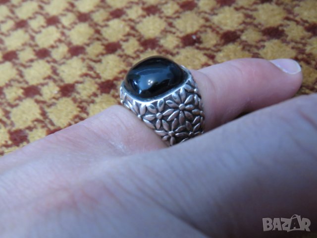Мъжки сребърен пръстен, Уникалнен дизайнерски  с голям черен оникс  - добавете стил !, снимка 6 - Пръстени - 26265470