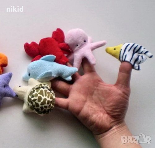 10 бр морски мини кукли за пръсти пръстчета за куклен театър от плат, снимка 3 - Плюшени играчки - 32901000