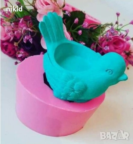 3d Птичка врабче силиконов молд форма калъп гипс свещ свещник кашпа, снимка 4 - Форми - 36905512