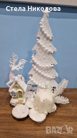 Ръчно изработени Коледни свещници и декорации със скандинавски мъх, снимка 3 - Декорация за дома - 52639912