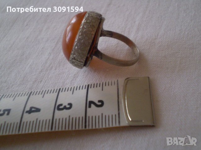 Стар сребърен пръстен с натурален Кехлибар , снимка 7 - Антикварни и старинни предмети - 37094766