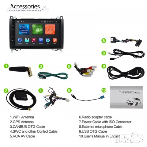 МERCEDES BENZ SPRINTER VITO VIANO B200 / VOLKSWAGEN VW CRAFTER - 9'' Андроид НАВИГАЦИЯ/9001, снимка 18 - Аксесоари и консумативи - 29014522