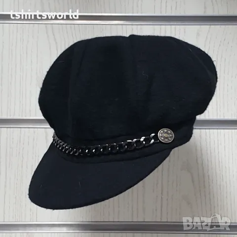 Нова зимна дамска шапка baker boy със синджир в черен цвят, снимка 6 - Шапки - 48186285
