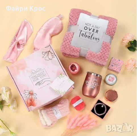 Комплект грижа за жена спа подарък за празник, осми март, рожден ден 10 части - Розов, снимка 2 - Подаръци за жени - 53258637