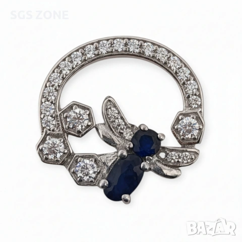 Сребърна висулка със сапфир и рубин от Тайланд