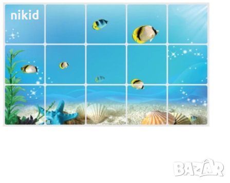 Море риби лепенка стикер имитация плочки за плот на кухня, снимка 2 - Други - 32755730