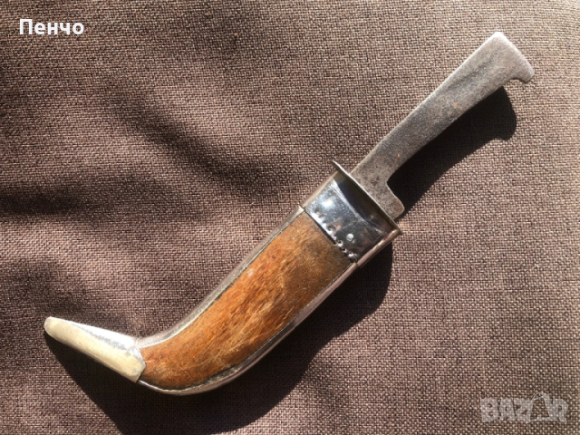 стар нож "Вълчи зъб" с кания, снимка 2 - Ножове - 50149186
