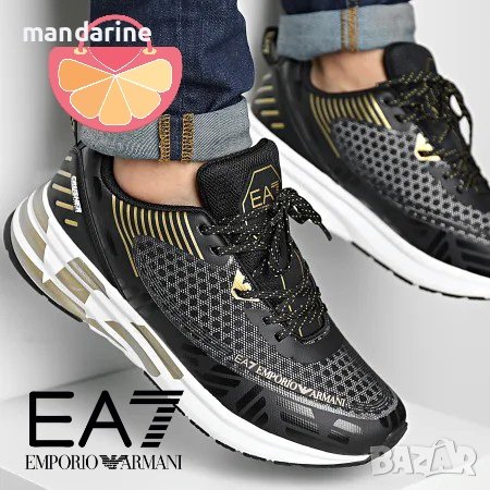 EA7 EMPORIO ARMANI № 41/42 🍊 Мъжки спортни обувки с лого "BLACK & GOLD" нови с кутия