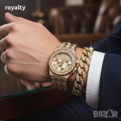 Универсален комплект часовник и гривна с кубинска плетка