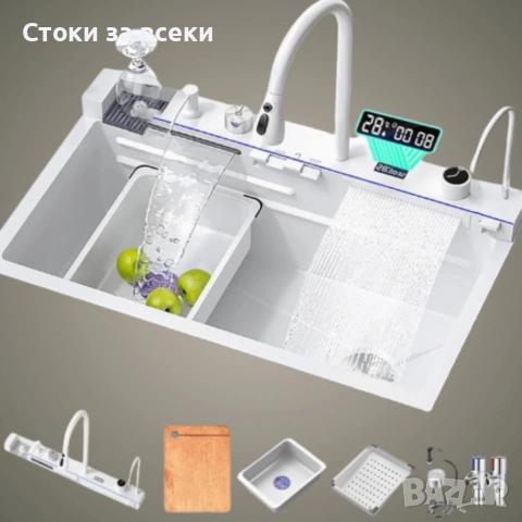Умна кухненска мивка с изтеглящ се кран – LED дисплей, и пълен комплект за модерна кухня, снимка 9 - Други стоки за дома - 53225328