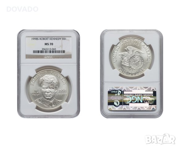1998-S Robert Kennedy S$1 - NGC MS 70 - САЩ Сребърна Възпоменателна Монета Долар, снимка 3 - Нумизматика и бонистика - 43773734