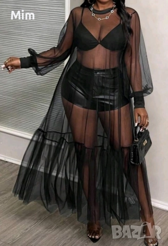 3XL Черна прозрачна рокля , снимка 3 - Рокли - 52210167