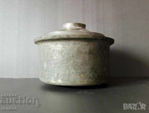 Стара медна тенджера - калайдисана, бакър меден съд с капак, снимка 4 - Антикварни и старинни предмети - 43681088