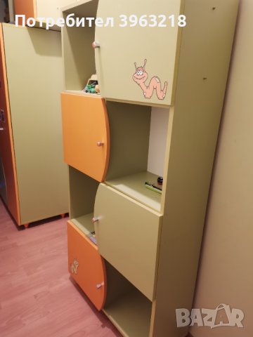 Обзавеждане детска стая-етажерка, бюро, двукрил гардероб, легло, снимка 1 - Секции и витрини - 43971931
