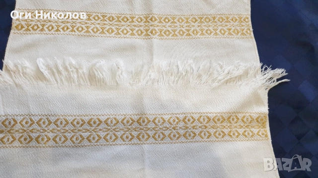 Кърпа,месал от фин кенар и везани орнаменти от сърма, снимка 4 - Антикварни и старинни предмети - 51993660