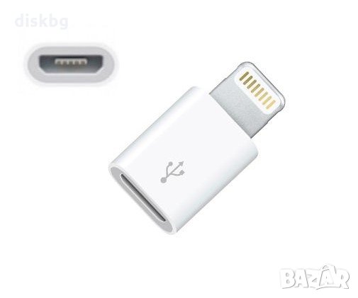 Нов преход  micro USB F към iPhone 5/6/7/8...