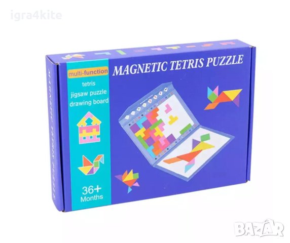 3в1 Магнитна книга за рисуване + магнитен дървен тетрис и танграм, снимка 9 - Образователни игри - 43092704