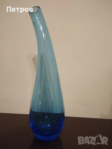Вазичка от синьо стъкло , снимка 3 - Вази - 53558964