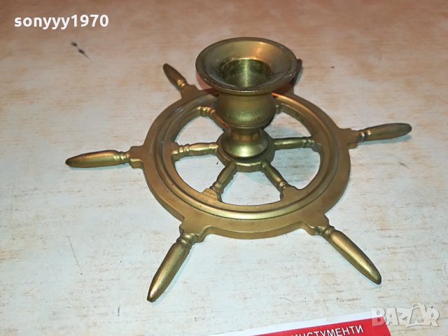 антик-свещник-корабен рул-внос холандия 2504211943, снимка 3 - Антикварни и старинни предмети - 32676526