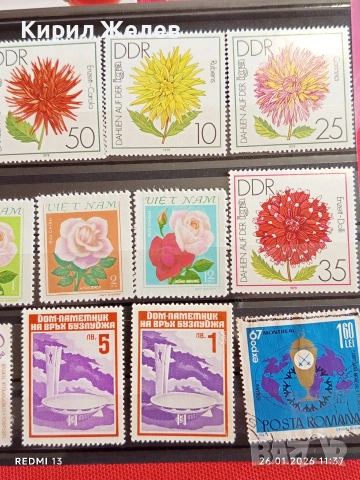 Стари пощенски марки от цял свят смесени ЦВЕТЯ без печат за КОЛЕКЦИЯ 52101, снимка 3 - Филателия - 53229048