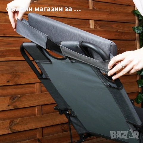 Сгъваем шезлонг, Vilde, сив, 3 позиции, размери 60x102x86см, компактен 489275, снимка 8 - Градински мебели, декорация  - 53232390
