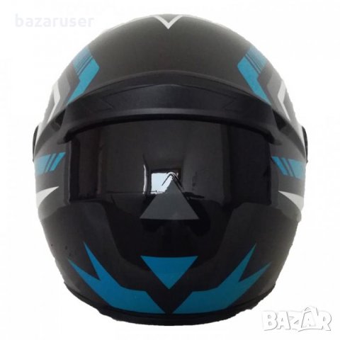 Каска за Мотор 2495-7 Черно/Син /182828-7, снимка 2 - Аксесоари и консумативи - 32412054