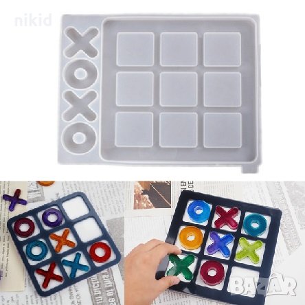 игра Морски Шах X O Tic Tac дъска табла силиконов молд форма фондан смола шоколад, снимка 2 - Форми - 35407561