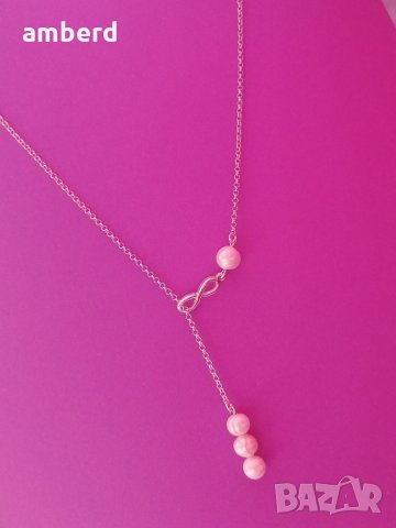 Уникално сребърно колие с перли, снимка 4 - Колиета, медальони, синджири - 35532164