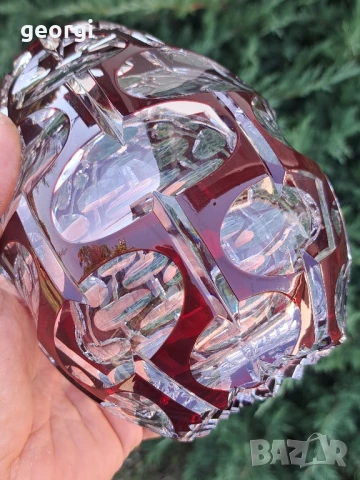 кристална ваза двуцветен рубинен кристал , снимка 6 - Вази - 51385975