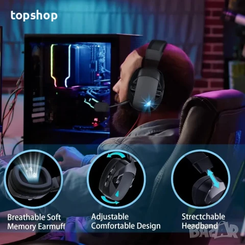 НОВИ безжични слушалки BL100 pro 2.4GHz USB C Wireless Bluetooth 5.2, 60H, 3D стерео звук, снимка 3 - Слушалки и портативни колонки - 50502530