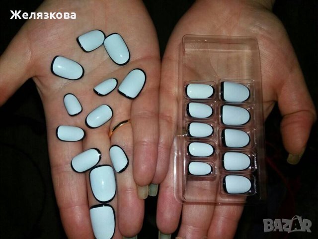 Къси изкуствени нокти maybelline nails в черно и бяло, снимка 10 - Продукти за маникюр - 24869265