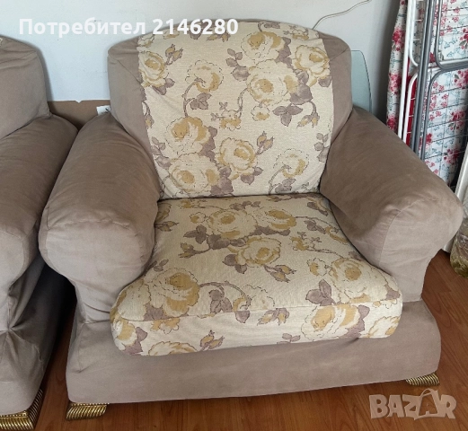  Италиански диван с 2 фотьойла, снимка 2 - Дивани и мека мебел - 52387188
