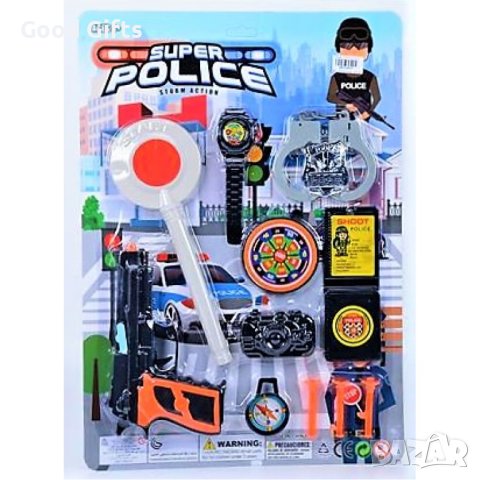 Детски Полицейски комплект с палка и пистолет