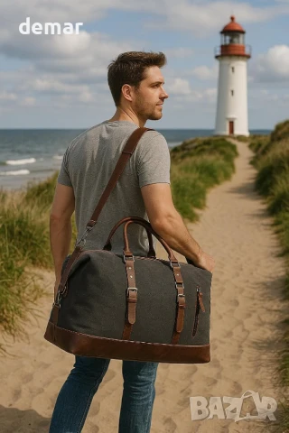 Платнена чанта за пътуване с голям капацитет 40-50 литра, черна, снимка 8 - Чанти - 50442865