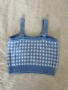 Син кариран плетен кроп топ XS 💙🤍, снимка 3