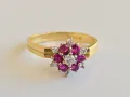 Златен пръстен с Диаманти и Рубини 18 карата проба 750, снимка 4