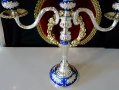 Посребрен троен свещник,рози,кобалт,рококо. , снимка 11