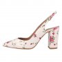Обувки в бежово от естествена кожа с флорален принт от Roberto Botella, снимка 1 - Дамски обувки на ток - 28404062
