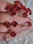 Луксозни фуркети цвете от червени кристали , снимка 3