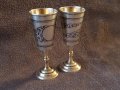 Сребърни сребро с позлата и ниело чифт руски кавказки чашки чаша, снимка 5