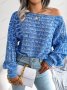Дамски цветен плетен пуловер с дълъг ръкав и отворени рамена, 3цвята - 023, снимка 15