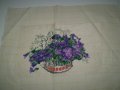 Винтидж ръчно бродиран гоблен букет цветя, снимка 3