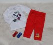 Комплект за момче Мики Маус блуза и нов панталон 9-12 месеца, снимка 1 - Комплекти за бебе - 42934284