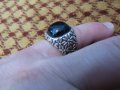 Мъжки сребърен пръстен, Уникалнен дизайнерски  с голям черен оникс сребро, снимка 6