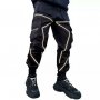 Нови Черни Карго Панталони с Рефлектиращи Детайли Линий, снимка 1 - Панталони - 32211002