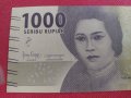 Интересна банкнота 1000 рупий ИНДОНЕЗИЯ перфектно състояние непрегъвана за колекция декорация 28366, снимка 2