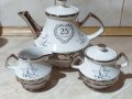 Английски порцелан сет за чай със сребърен кант, снимка 1 - Антикварни и старинни предмети - 43504569