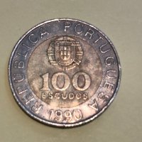 100 ескудо Португалия 1990, снимка 2 - Нумизматика и бонистика - 28416580